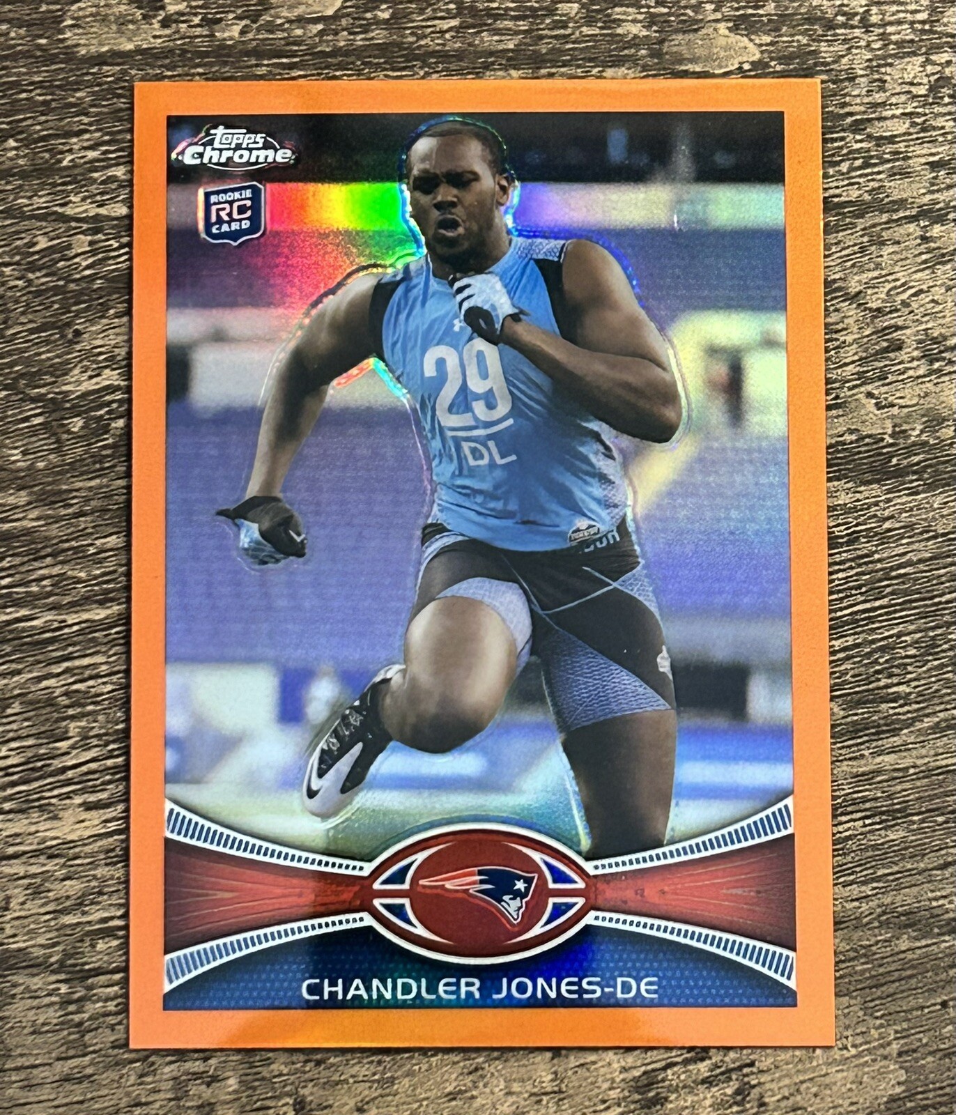2012 Topps Chrome Orange Refractor # 140 Chandler Jones RC Patriots Rookie