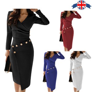 Solid wrap square neckline knee length sheath dress city