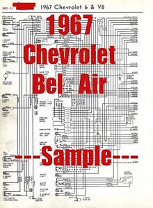 1967 Chevy Bel Air Full Car Wiring Diagram *High Quality Printed