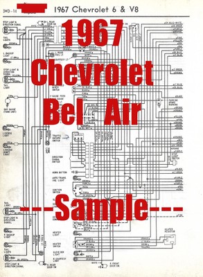1967 Chevy Bel Air Full Car Wiring Diagram *High Quality Printed