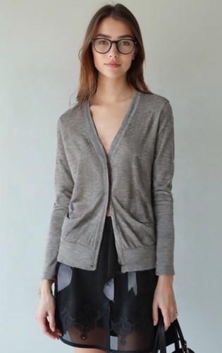 J Crew Womens Medium Lightweight Linen Blend Knit Pocket Cardigan Sweater Size M