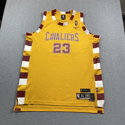 Lebron James #23 Jersey XL Reebok Cleveland Cavaliers Yellow Basketball NBA  Y2K*