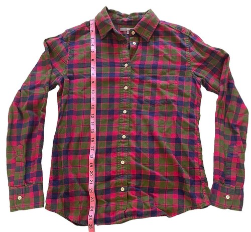Uniqlo Women Pink Plaid Flannel Style Long Sleeve Button Down Shirt - Small - Picture 5 of 6