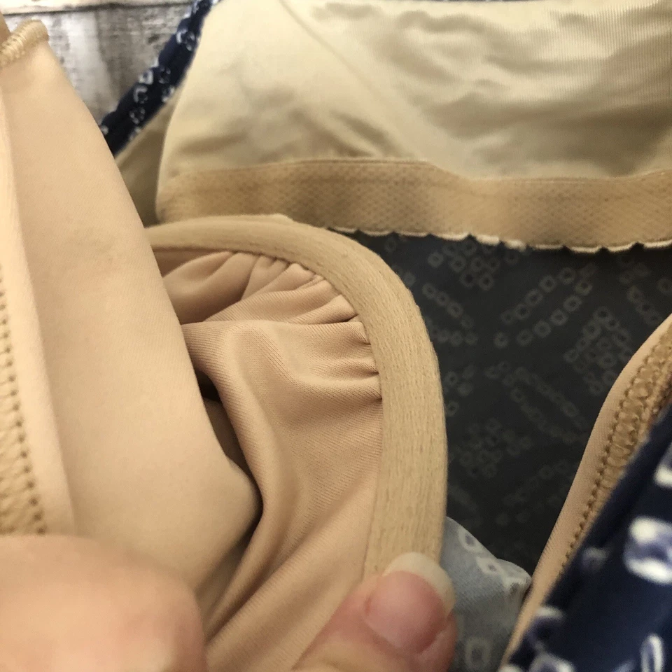 Traje de baño Tankini Lands End estampado azul Top para mujer 10 sujetador incorporado con aros Foto 4 de 4