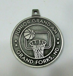 Vintage JUNIOR GRAND AM GRAND FORKS ND Basketball Medal 2nd Place 6th Grade