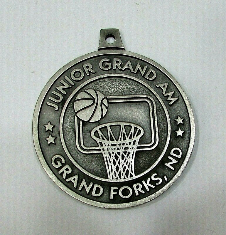 Vintage JUNIOR GRAND AM GRAND FORKS ND Basketball Medal 2nd Place 6th Grade