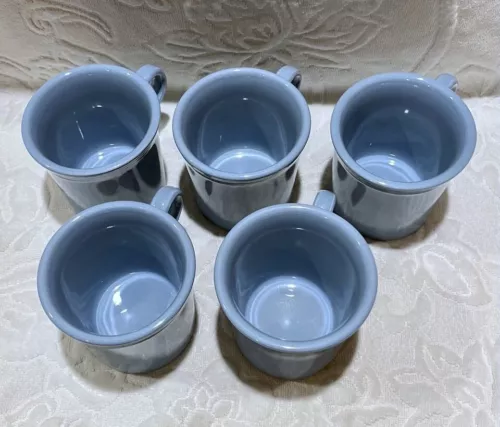 Lot of 5 Fiesta Ware Coffee Cup Mug Homer Laughlin O Ring Fiesta Periwinkle Blue