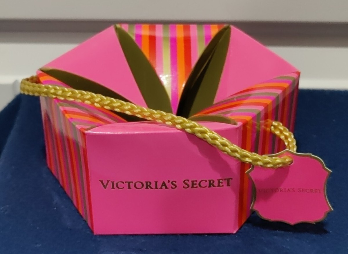 Vtg. Victoria Secret Gift Box Pop-Up Gold Color Fabric Handle W