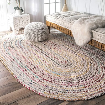 120x180 Cm Braided Rectangle Multi Chindi Area Mats Floor Rag Woven Fabric Rugs Ebay