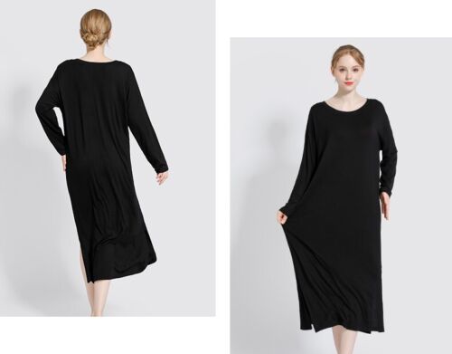 Nightgown Sleepwear Women Nightdress Robe Dress Nightwear Long Sleeve Modal - Picture 8 of 34