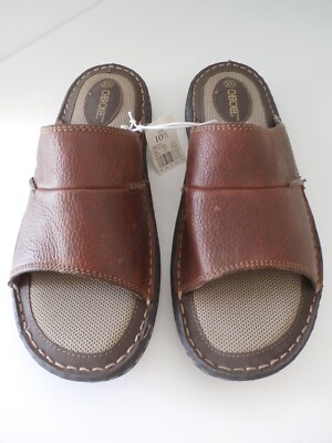 Cherokee Men\'s Brown Leather Flip Flop Sandals Thong Comfy Cushioned Size 9.5 Cherokee Brown Leather Slip On Strap Flip Flop Thong Sandal  main image 4