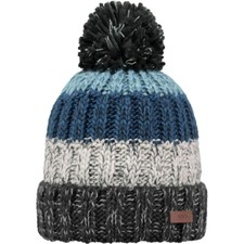 Mens Barts Wilhelm Bobble Knit Beanie Ski Hat Charcoal / Blue