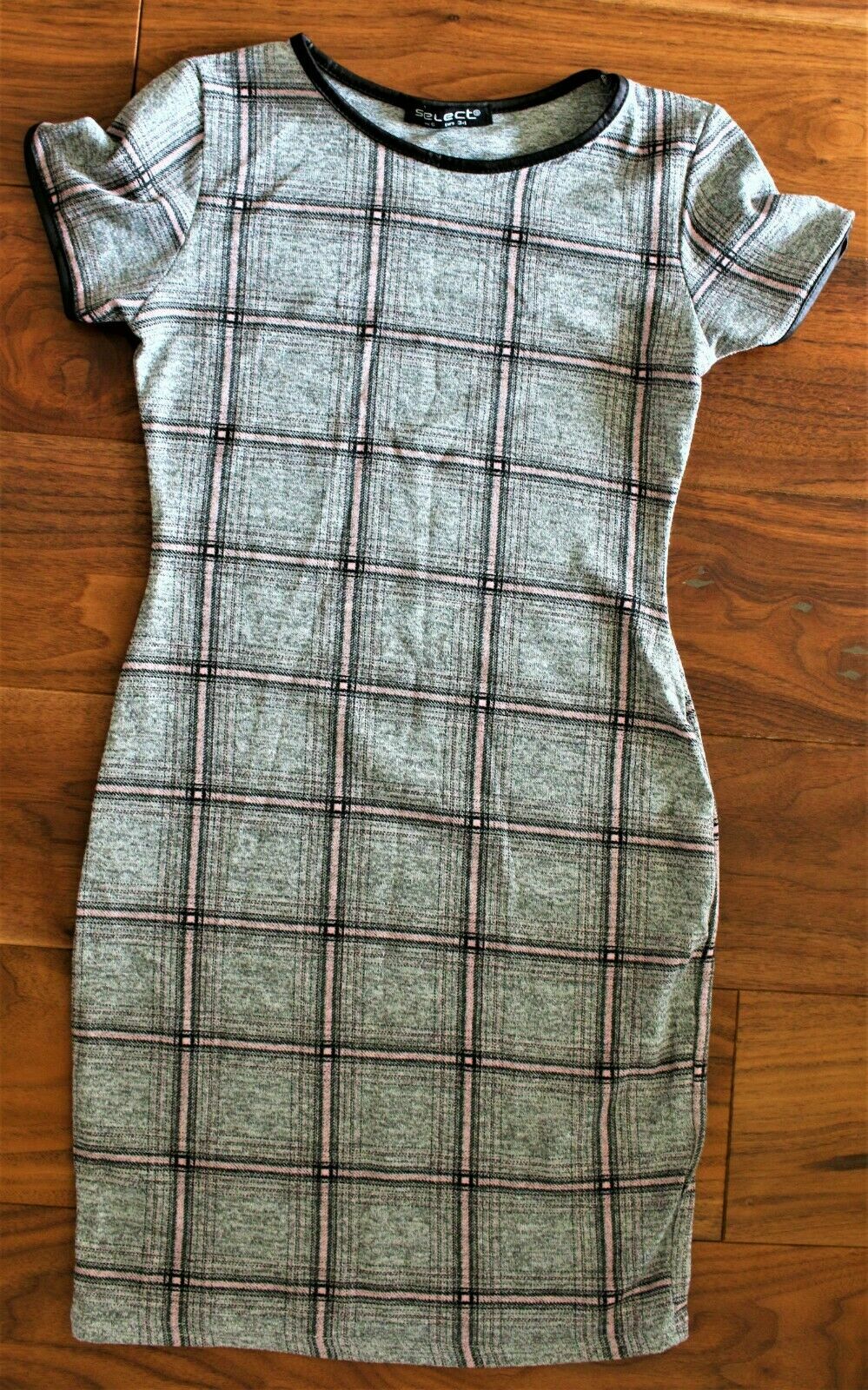 SELECT Tartan Print Grey, Black Pink Casual Work Dress UK Size