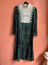 Zara Beautiful Green Mix Linen Long Sleeves Dress Size S / Worn Once