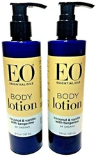 (2 ) EO Essential Oils - Coconut & Vanilla with Tangerine - BODY LOTION - 8 oz  