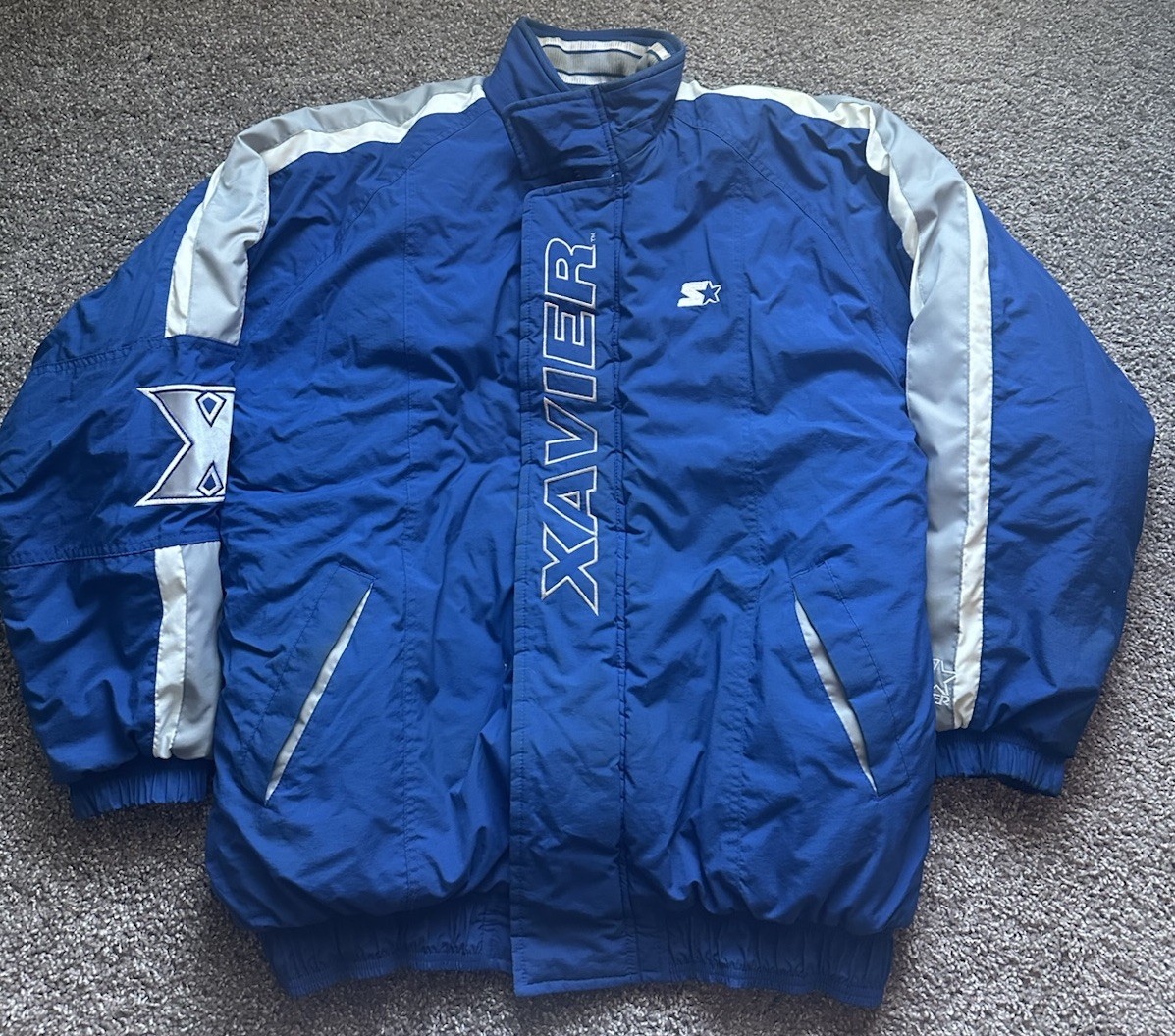 Vintage Rare Starter NCAA Xavier Musketeers Large Puffer Coat Jacket