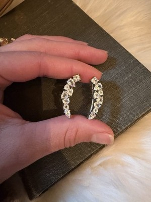 Clear Crystal Cluster Earrings Thread Post Back Open-Back Prong Set Stones 1  in