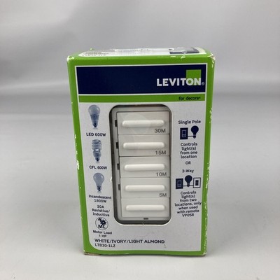 Leviton LTB30-1LZ Digital Countdown Timer 20A White, Ivory, or Light Almond
