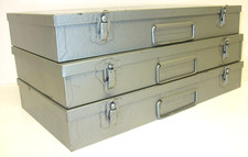 Set of 3 Light Gray, Metal Slide Trays, 150 Slides Each, Very Good Condition