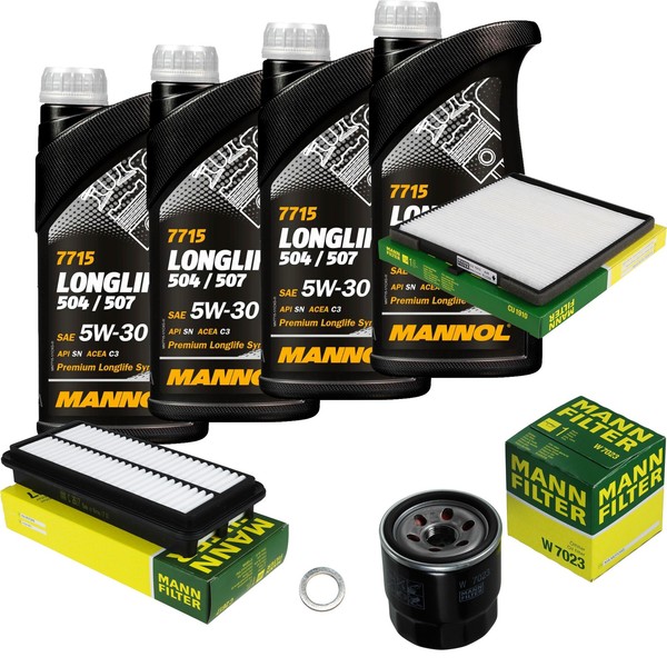 Mann Inspektionspaket 4L Mannol Longlife 504/507 5W-30 FüR KIA Picanto 1.1-image