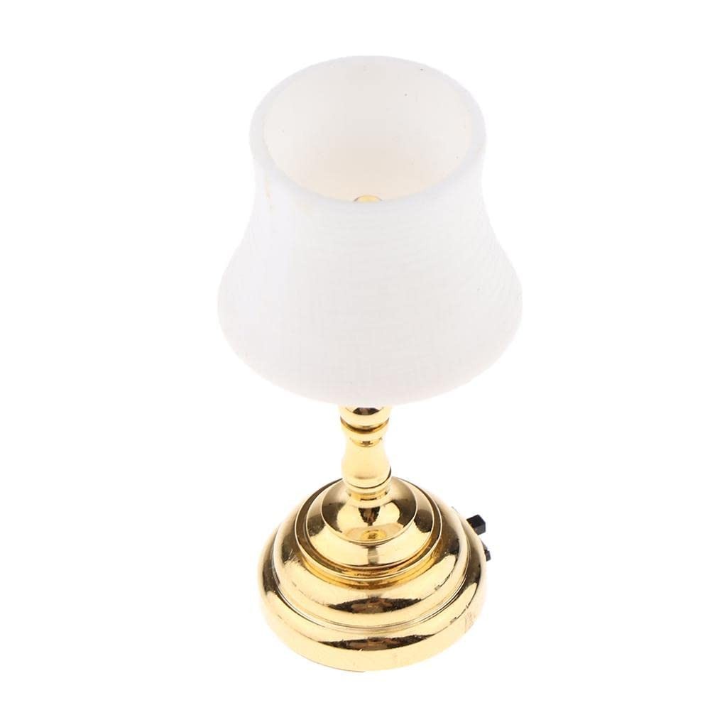 Lampe de bureau miniature 1:12 dorée de haute précision avec abat-jour en verre pour diorama