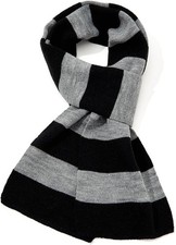 American Trends Men's Winter Scarf Knit Striped One Size, Black  Grey