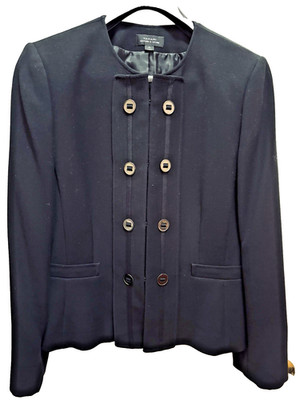 Tahari Arthur S. Levine Black Double-Breasted Blazer Jacket Size 10 