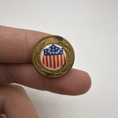 WWI US Food Administration Pin Gold Gilded Wheat Red White Blue Shield Shield