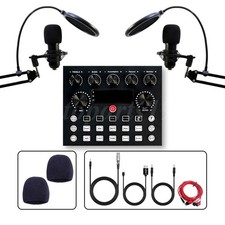 Complete Studio Recording Kit Mixer 2 Condenser Microphone Set Music Podcast NEW