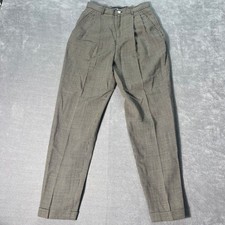 Ralph Lauren Vintage Wool Houndstooth Pleated Trousers Tan Black Made in USA 8