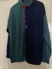Women's Douglas Gill Navy/Teal Rugby Shirt Style Fleece Top Size M. VGC