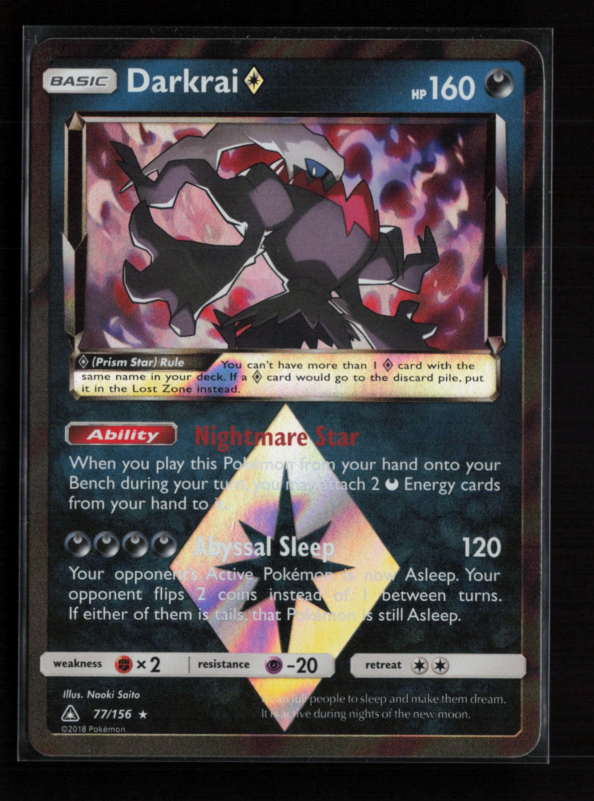 Darkrai Prism Star #77/156 - Ultra Prism Prism Star Rare Pokemon Card