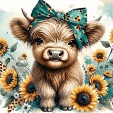 Highland Cow Diamond Painting Kit Full Drill ...
