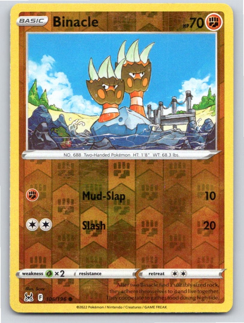 2022 POKEMON BINACLE LOST ORIGIN 106/196 REVERSE HOLO COMMON LP A46300 FREE S&H