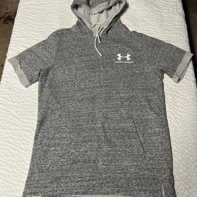 Under Armour Hoodie Men's Small Gray Rival Terry Short Sleeve Sweatshirt F86