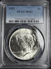 💥1922-P Peace Dollar PCGS MS62, Silver Dollar, Blast White Example