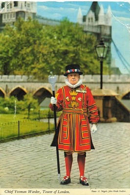 Vtg 1974 Tower of London Chief Yeoman Warder Beefeater John Hinde Postcard
