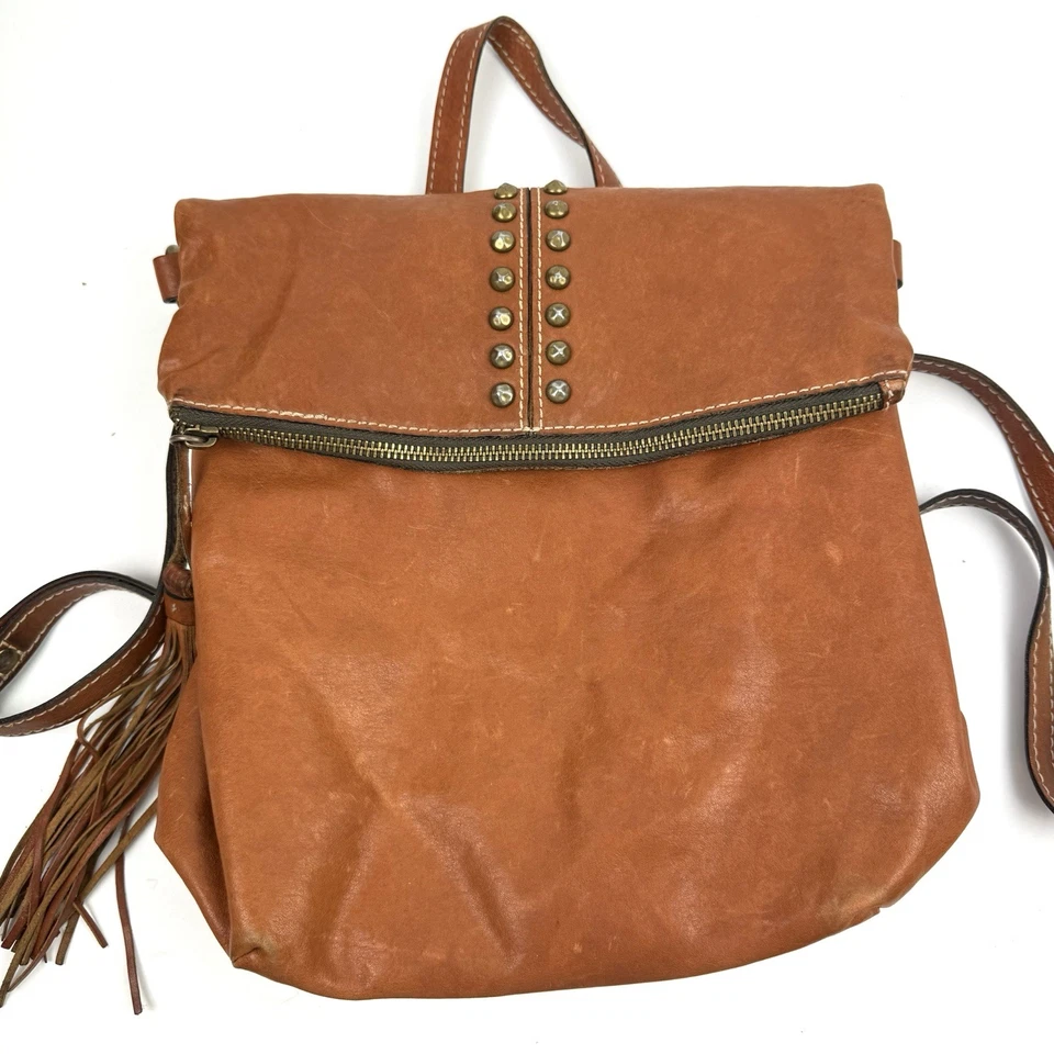 Patricia Nash Luzille Mochila Británica Cuero Marrón Tachonado Convertible Bolso de Mano Foto 2 de 4