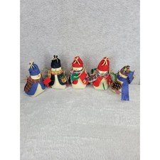 Set of 5 Handmade Fabric Snowman Ornaments Christmas Holiday Decor