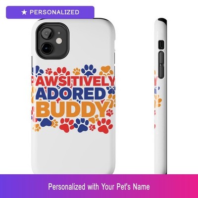 Custom Dog Paw Print Phone Case Personalized Pet Name iPhone Samsung Galaxy Gift