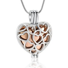 Heart Cremation Urn Necklace Pendant for Human Ashes Heart Memorial Keepsake Urn