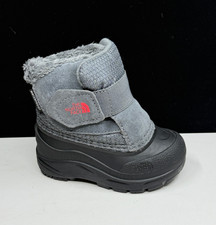 The North Face Kids Snow Boots Faux Fur Waterproof US 5 Grey  Black Heatseeker