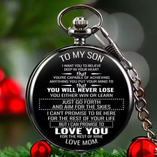 To My Son Inspirational Quartz Pocket Watch with Arabic Numerals Zinc Alloy Gift