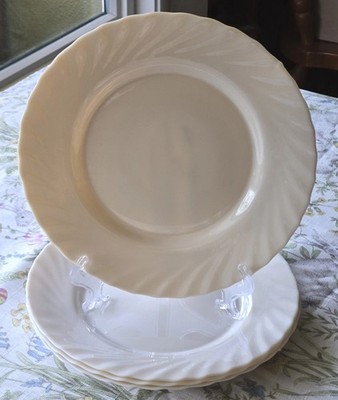 Vintage Acropal Trianon Ivory Swirl Rim Dinner Plates Set Of 4 Classic 