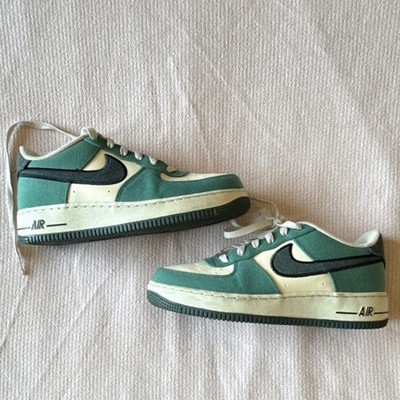 Nike Air Force 1 Low Top Green Cream Black Colorblock Sneakers (Size 7Y)