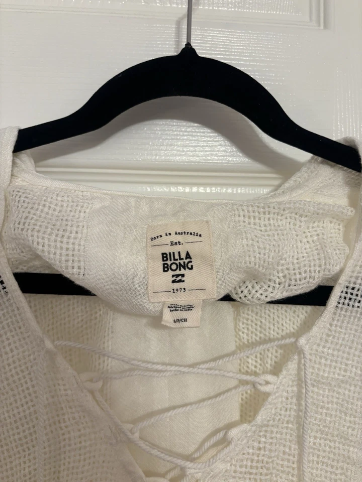 Traje de baño Billabong para mujer blanco ligero tejido manga larga cubierta en talla S Foto 3 de 3