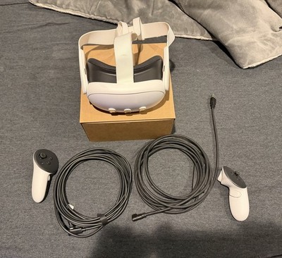Meta Quest 3 VR Headset 128GB White with Controllers W/ Meta Link Cable
