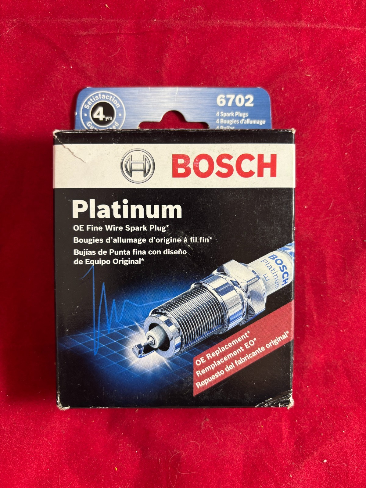 Bosch Platinum Spark Plugs. 6702, 1 Pack of 4 Spark Plugs