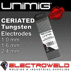 10X Unimig WC20 2% Ceriated Tungsten Electrodes 1Mm 1.6 2.4 3.2 TIG Welding Grey