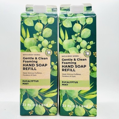 2/PACK BATH & BODY WORKS EUCALYPTUS MINT FOAMING HAND SOAP REFILL 32oz